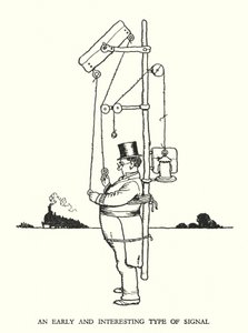 罗宾逊（W Heath Robinson）为《铁道兵》绘制的插图（平版）。 作者 威廉·希思·罗宾逊