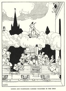 罗宾逊（W Heath Robinson）为《铁道兵》绘制的插图（平版）。 作者 威廉·希思·罗宾逊