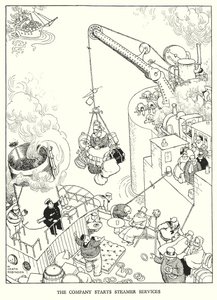 罗宾逊（W Heath Robinson）为《铁道兵》绘制的插图（平版）。 作者 威廉·希思·罗宾逊