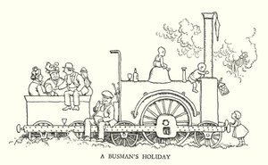 罗宾逊（W Heath Robinson）为《铁道兵》绘制的插图（平版）。 作者 威廉·希思·罗宾逊
