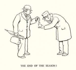罗宾逊（W Heath Robinson）为《铁道兵》绘制的插图（平版）。 作者 威廉·希思·罗宾逊