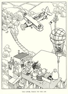 罗宾逊（W Heath Robinson）为《铁道兵》绘制的插图（平版）。 作者 威廉·希思·罗宾逊