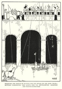 Illustration for Railway Ribaldry by W Heath Robinson (litho) 作者 威廉·希思·罗宾逊