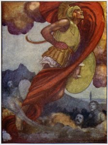 火星如雷云，从天而降，直冲奥林匹斯山（彩色石版画） 作者 威廉·希思·罗宾逊