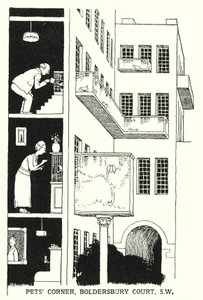 宠物角，博德斯伯里法院，西南（石版画） 作者 威廉·希思·罗宾逊