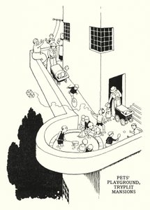 宠物游乐场，Tryplit Mansions（石版画） 作者 威廉·希思·罗宾逊
