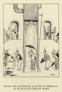 在最新的Brolley Works中测试雨伞的防水性能 作者 威廉·希思·罗宾逊