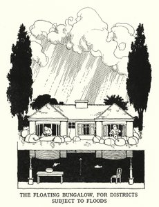 漂浮的平房，用于受洪水影响的地区（平板）。 作者 威廉·希思·罗宾逊