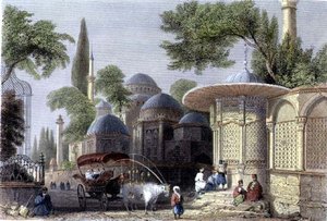 Chahzade的喷泉和清真寺，由Roberts Sands（1792-1855）雕刻，约1850年（水印）。 作者 威廉·亨利（后）巴特利特
