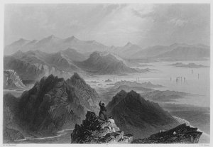 班特里湾糖块山的场景（雕刻）。 作者 威廉·亨利（后）巴特利特