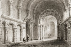 Cormac的教堂（建于1127年至1934年），爱尔兰蒂珀雷里郡的卡舍尔岩石，来自乔治·维特的“爱尔兰风光与古物”，19世纪60年代 作者 威廉·亨利·巴特利特