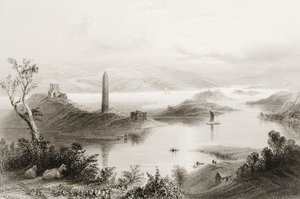 爱尔兰弗马纳郡的Devenish岛，来自George Virtue的“爱尔兰的风景和古物”，1860年代 作者 威廉·亨利·巴特利特