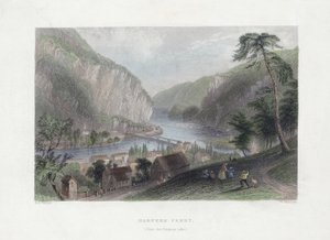 酒吧。哈珀斯费里（来自波托马克一侧）。 1839年（手工彩色雕刻） 作者 威廉·亨利·巴特利特