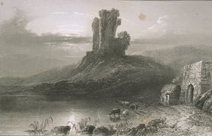 爱尔兰科克郡的Kilcolman城堡，来自George Virtue的“爱尔兰的风景和古物”，1860年代 作者 威廉·亨利·巴特利特