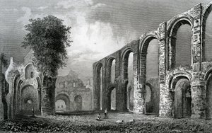 St. Botolph的修道院教堂，科尔切斯特，埃塞克斯，由John Rogers雕刻，1832年 作者 威廉·亨利·巴特利特