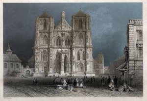 雷根斯堡（Regensburg）的圣彼得大教堂或圆顶。 约1830年（雕刻）。 作者 威廉·亨利·巴特利特