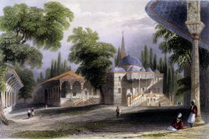 Serai Bownou的第三个宫廷，1850年（彩色aquatint）