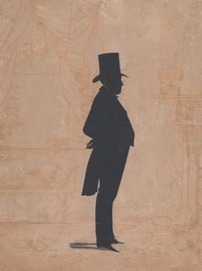 一个戴着高帽和尾巴的无名男子的剪影，1828-83年。 作者 威廉·亨利·布朗