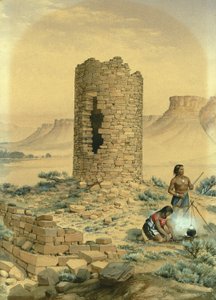 古老的石头圆塔，1875年。