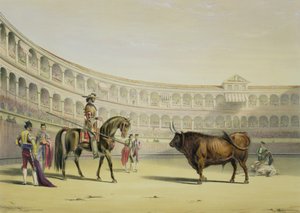 Picador挑战公牛，1865年 作者 威廉·亨利·莱克·普莱斯