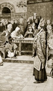 乔治林，格拉斯哥主教，1176年在北安普顿，“哈钦森的英国民族故事”插图，c.1920 作者 威廉·亨利·马格森