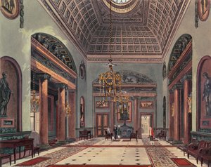 入口大厅，Carlton House，来自Pynes Royal Residences，1818年 作者 威廉·亨利·佩恩