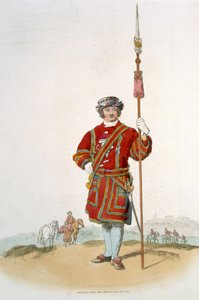 1805年William Miller出版的“英国服饰”中的国王卫队的Yeoman 作者 威廉·亨利·佩恩