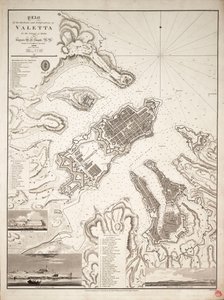 马耳他岛瓦莱塔港口和防御工事平面图，约 1821 年（雕刻） 作者 威廉·亨利·史密斯