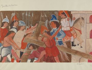 十字架第三站：耶稣第一次跌倒，约1936年。