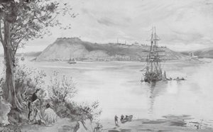 魁北克城镇和要塞景观，公元 1759 年（石版画）
