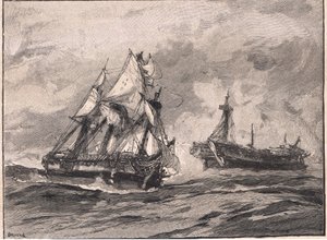 Arethusa和Belle Poule公元1778年 作者 William Heysham Overend