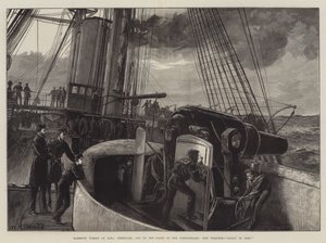 HMS Temeraire的Barbette Turret，达达尼尔海峡的舰队之一，枪械练习，准备射击！