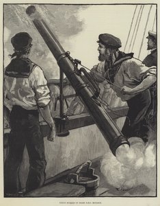 在HMS Monarch上射击火箭队 作者 William Heysham Overend
