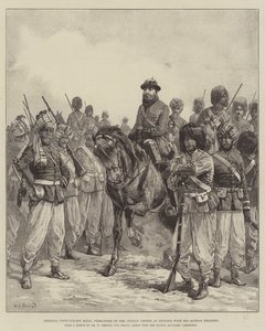 Penjdeh阿富汗部队指挥官Ghous-ud-din Khan将军及其阿富汗士兵 作者 William Heysham Overend