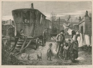 吉普赛人生活素描；诺丁山拉蒂默路附近的营地（雕刻）。 作者 威廉·海沙姆·奥弗兰德