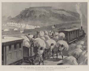 向萨拉斯的强化营地东戈拉前进，在尼罗河岸上耸立一座山 作者 William Heysham Overend