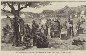 尼罗河远征队，与卫兵骆驼兵团一起前往东戈拉的途中，在阿卡什的停止