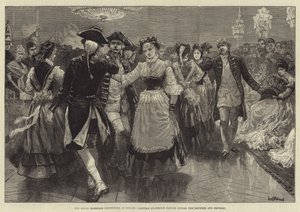 在柏林皇家婚礼庆典上，Costume Quadrille在皇帝和皇后面前跳舞 作者 William Heysham Overend