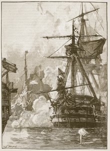俄罗斯对Sinope的攻击，来自“卡塞尔的英国插图史”（塞普亚照片） 作者 威廉·海沙姆·奥弗兰德