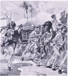 1857年11月，来自勒克瑙的HMS Shannon的海军旅，1915年英国陆地和海上战役的插图