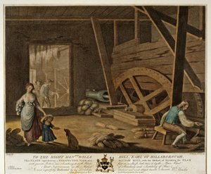 Scutch的内部视图，爱尔兰亚麻制品的板材V，1791，