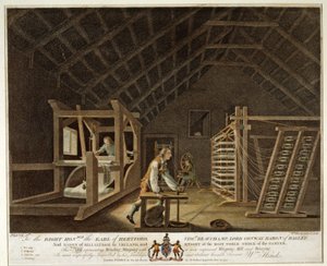绕组，翘曲采用新改进的整经机和织造，1791年爱尔兰亚麻制品厂的第七板