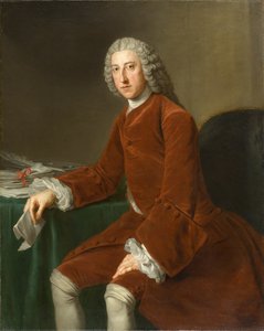 威廉-皮特，后来的查塔姆第一伯爵（1708-1778），约1754年（布面油画）。 作者 威廉·霍尔