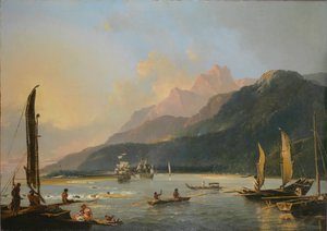 [奥塔希特岛[塔希提岛]梅塔维湾的[一处]景观］ 作者 威廉·霍奇斯
