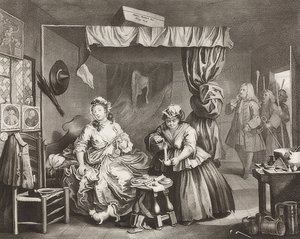 妓女的进步-妓女的方式，工作表3：被捕。 1732 作者 威廉·霍加斯