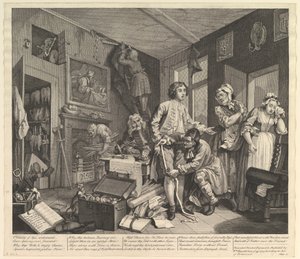 1735年6月25日，第1版，《 Rake进展》。 作者 威廉·霍加斯
