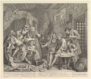 1735年6月25日，第7版，《 Rake进展》。 作者 威廉·霍加斯