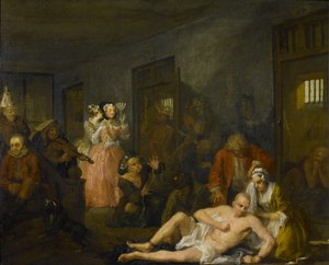 耙子的进步VIII：1733年Bedlam的耙子（另见67104） 作者 威廉·霍加斯