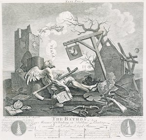 巴斯，沉没的方式，崇高的绘画，刻在黑暗图片经销商，1764年（蚀刻和雕刻） 作者 威廉·霍加斯