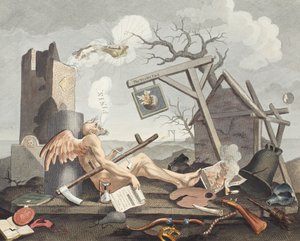Bathos，沉没的方式，在崇高的绘画中刻在黑暗图片中的经销商，插图来自&39;Hogarth Restored：着名的William Hogarth的全部作品，由Thomas重新雕刻 作者 威廉·霍加斯